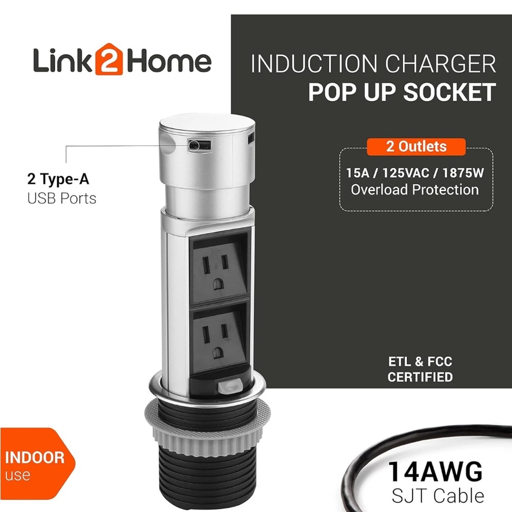 Silver Induction Charger Pop Up Socket